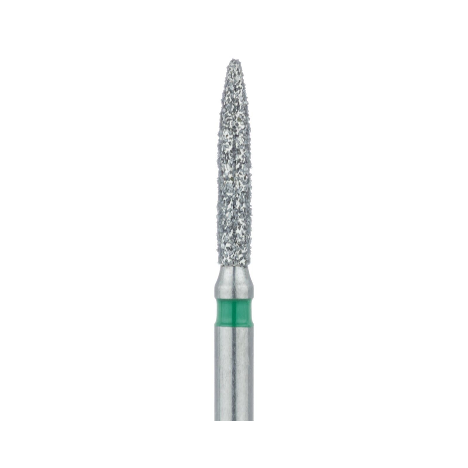 Meisinger 862G-014-FG Coarse Diamond Bur, Flame Shape, Friction Grip, 1.4 mm Head Diameter, 8.0 mm Head Length, Green Ring, 5/Pkg thumbnail 3