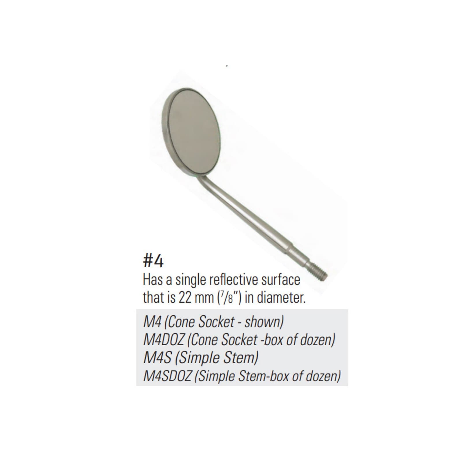 Nordent Front Surface Cone Socket Mirror Head #4, 7/8" Diameter, 12/Pk thumbnail 6