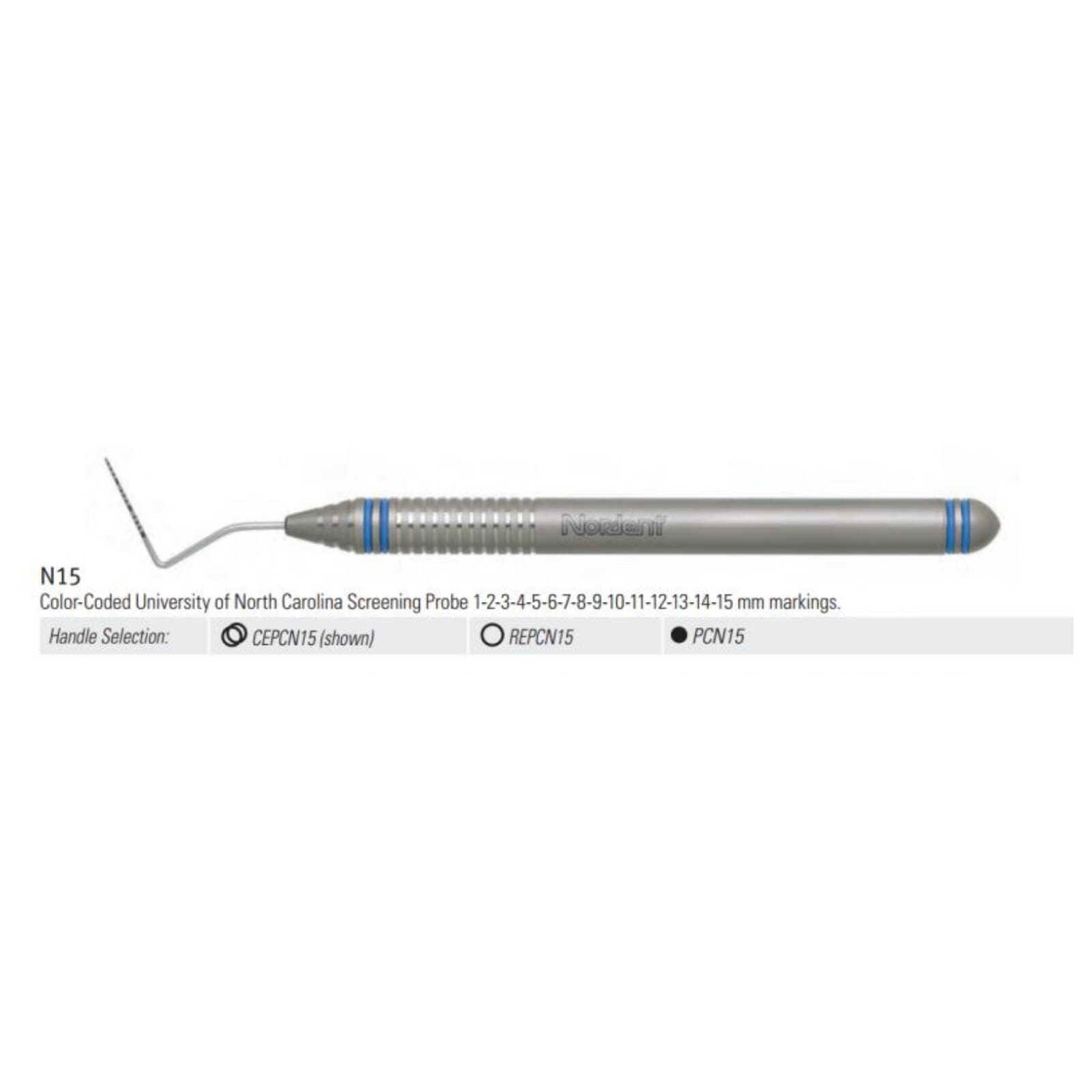 Nordent DuraLite ColorRings Single-Ended Color-Coded UNC #N15 Periodontal Probe, 1-15 mm, Each thumbnail 7