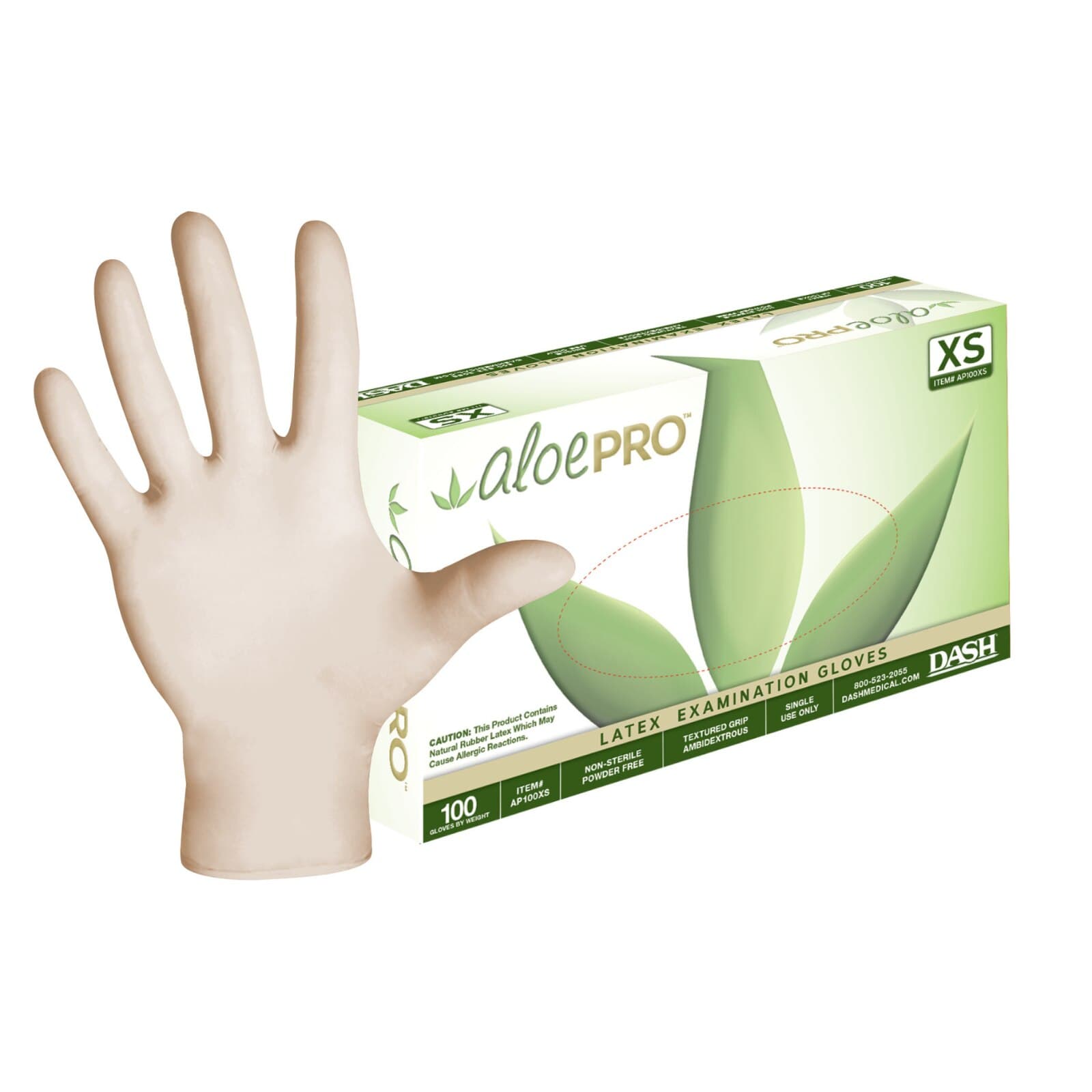 AloePRO Latex Examination Gloves, Powder Free, Textured, Medium, Natural, 100/Box, AP100M thumbnail 6