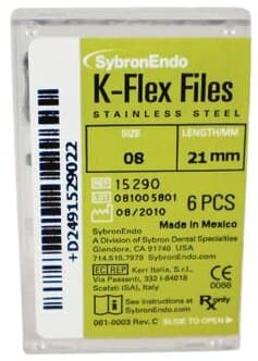 Kerr K-Flex Stainless Steel Hand Files, 21 mm, #08, Gray, 6/Pk, 15290 thumbnail 15