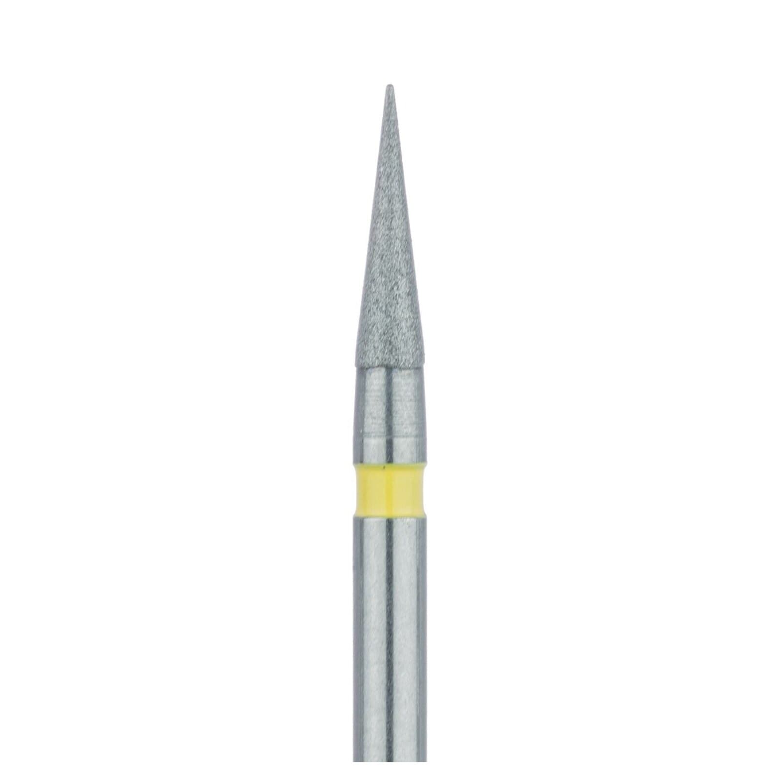 Meisinger 898C-014-FG Extra Fine Diamond Bur, Needle/Point End, Friction Grip, 1.4 mm Head Diameter, 6.0 mm Head Length, Yellow Ring, 5/Pkg thumbnail 3