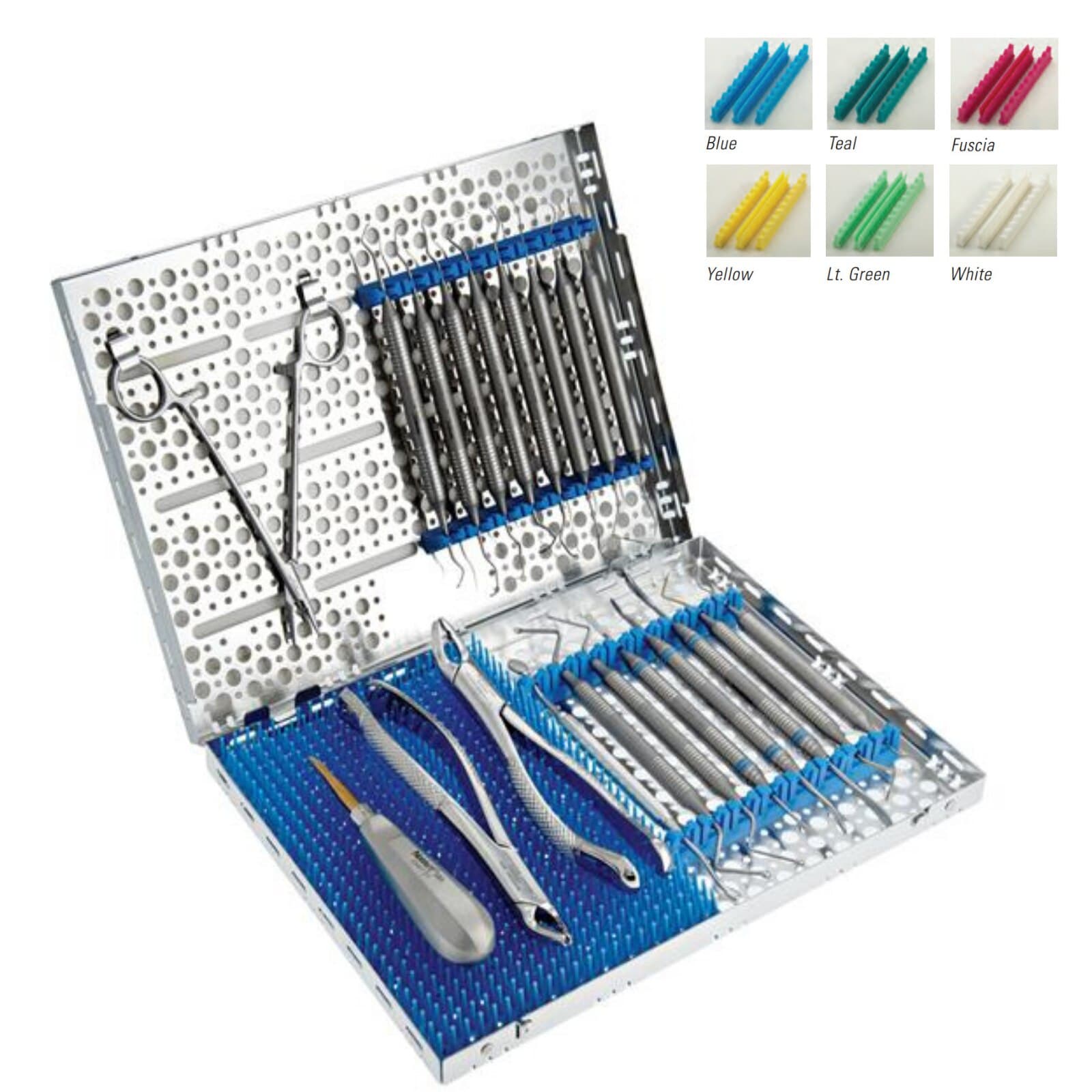 Nordent Cassette Double Sided 32 Instruments, Large, Blueberry Blue, Stainless Steel, Autoclavable/Chemiclavable, C3 thumbnail 2