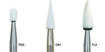 Dura-White Mounted Finishing Stones, FL2 Flame, CA (Contra Angle) Latch-Type, White, 12/Pk, 0223 thumbnail 10