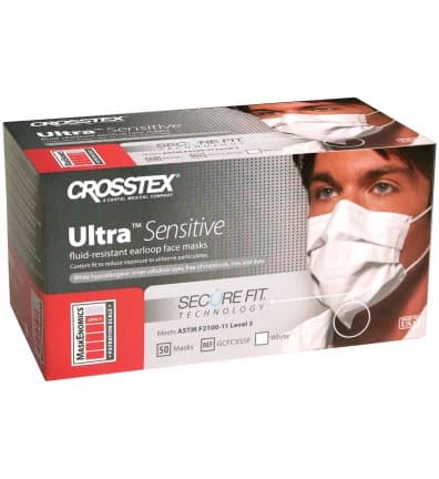 Crosstex Ultra Sensitive Earloop Mask with SecureFit Technology, ASTM Level 3, White, 50/Box, GCFCXSSF thumbnail 16