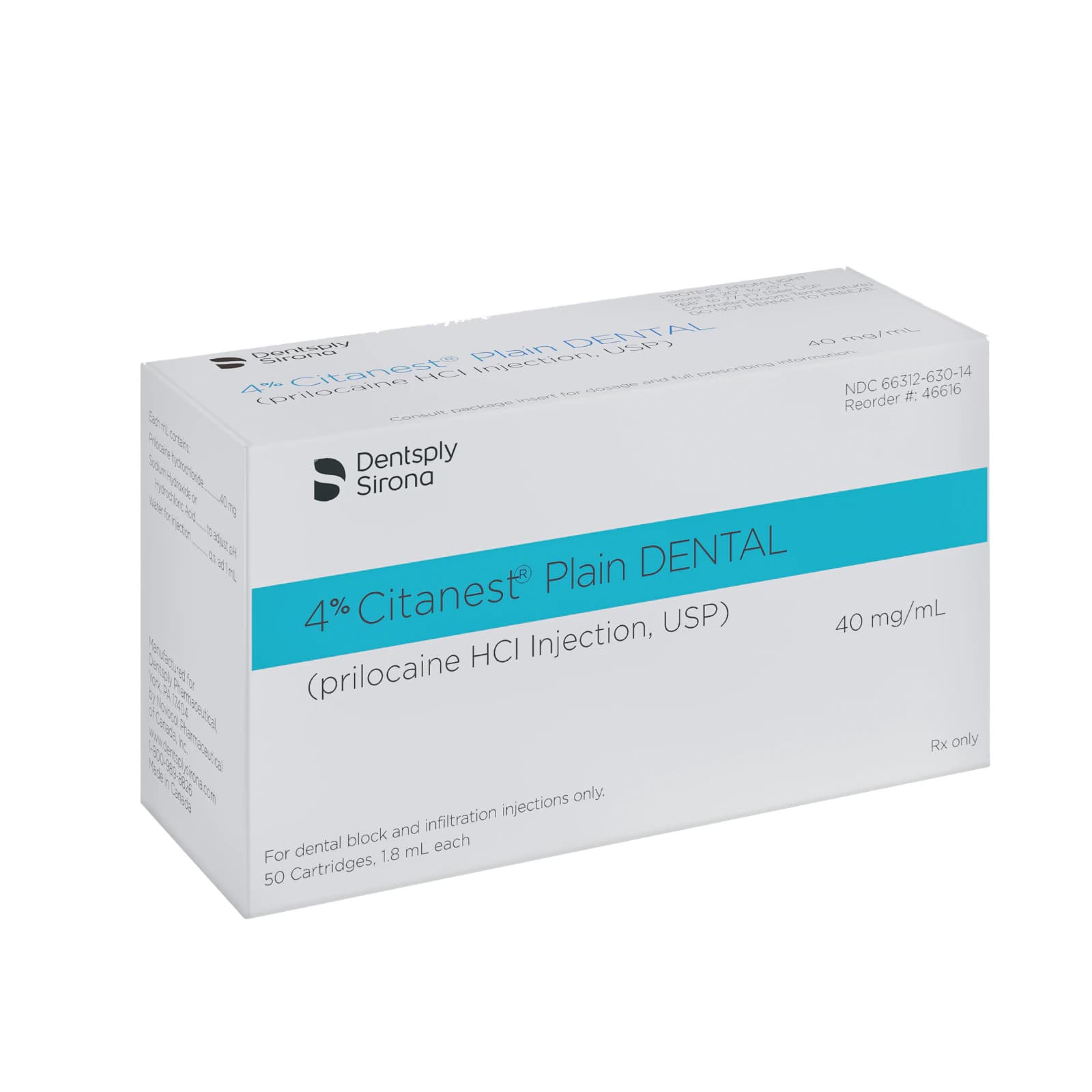 Citanest Plain 4% Prilocaine HCl Dental Anesthetic without Vasoconstrictor, 1.8 mL Cartridges, 50/Box, 46616 thumbnail 7