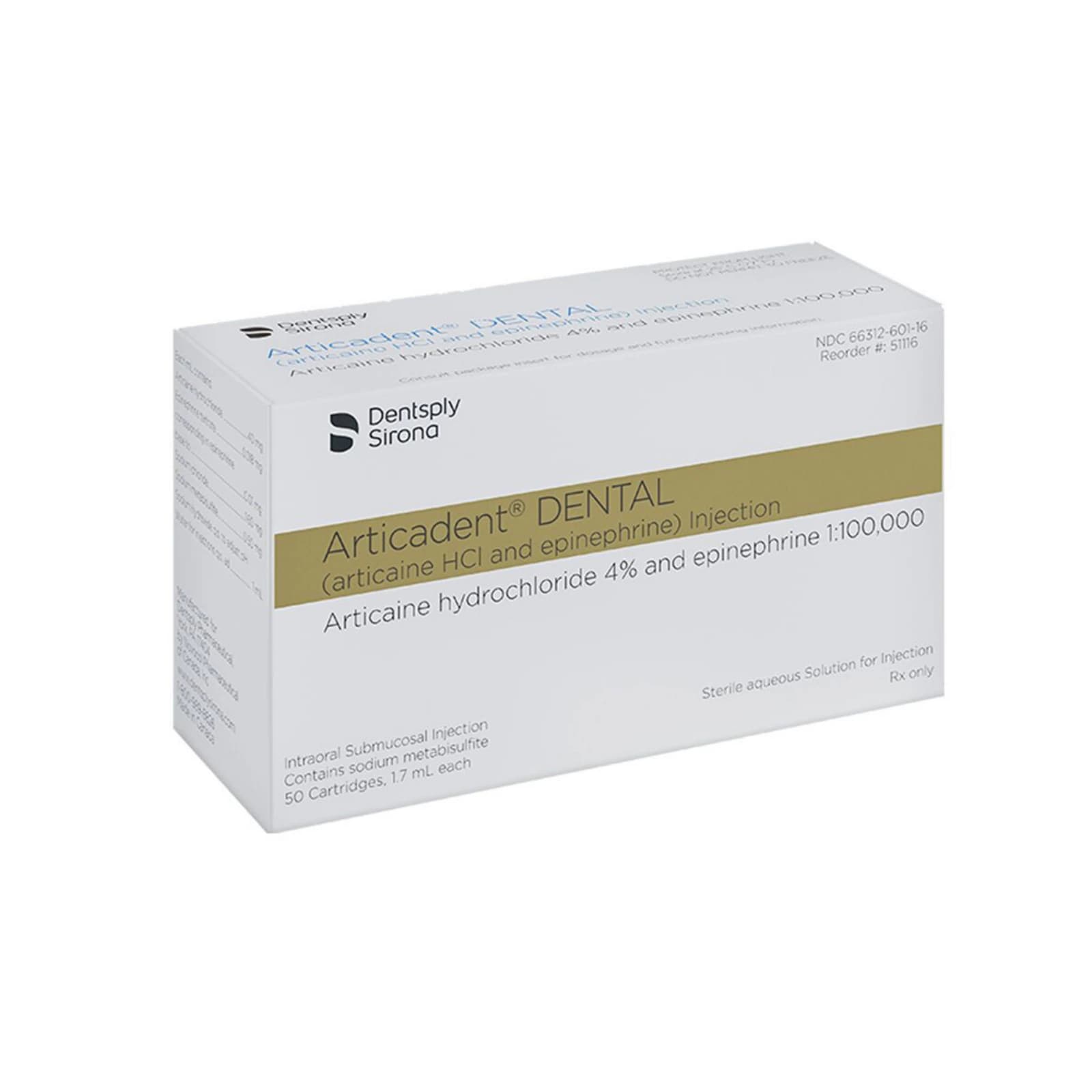 Articadent DENTAL 4% Articaine HCl with Epinephrine 1:100,000 Injection Cartridges, 1.7 mL, 50/Box, 51116 thumbnail 7