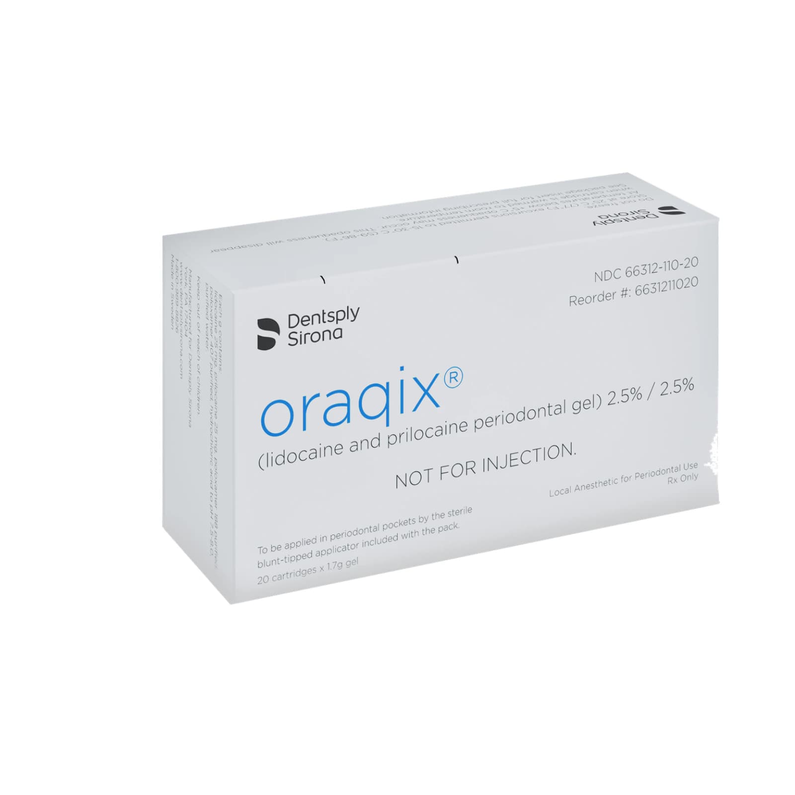 Oraqix Periodontal Gel (Lidocaine 2.5% / Prilocaine 2.5%), 20 Cartridges with Applicators, 1.7 mL Each, Ref 6631211020 thumbnail 7