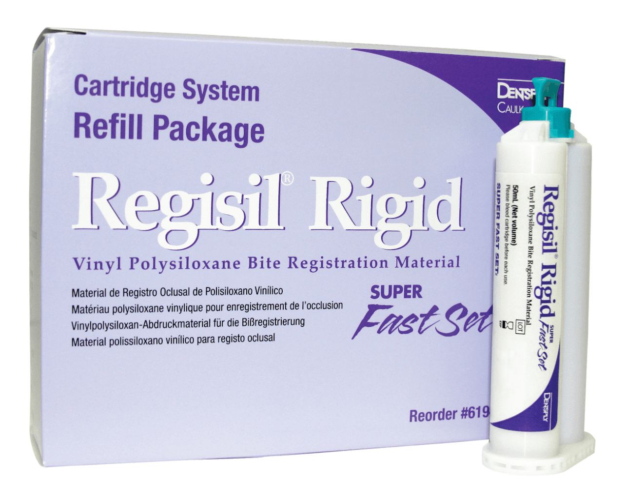 Regisil Rigid VPS Bite Registration Material, Super Fast Set, 50 mL Cartridge Refill, Purple, 4/Box, 619425 thumbnail 2
