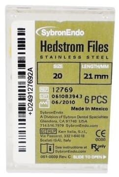 Sybron Endo Hedstrom Files, Stainless Steel, 21 mm, #20, Yellow, 6/Pk, 12769 thumbnail 9