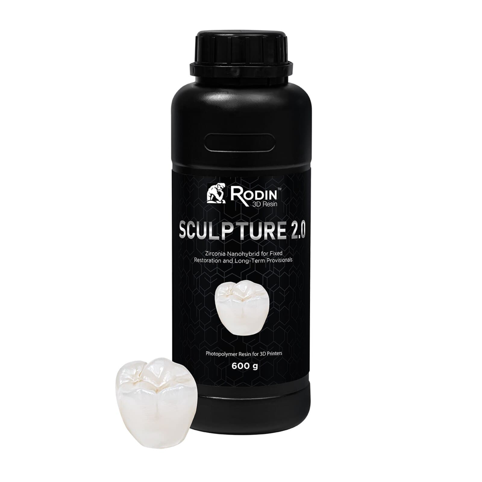 Pac-Dent Rodin Sculpture 2.0 Ceramic Nanohybrid 3D Resin, Shade C3, 600 g Bottle, 23900 - Rodin Sculpture 2.0, Ceramic Nanohybrid, 3D Resins, C3, 600 Gr, 1/Pk, 23900 - Image 1