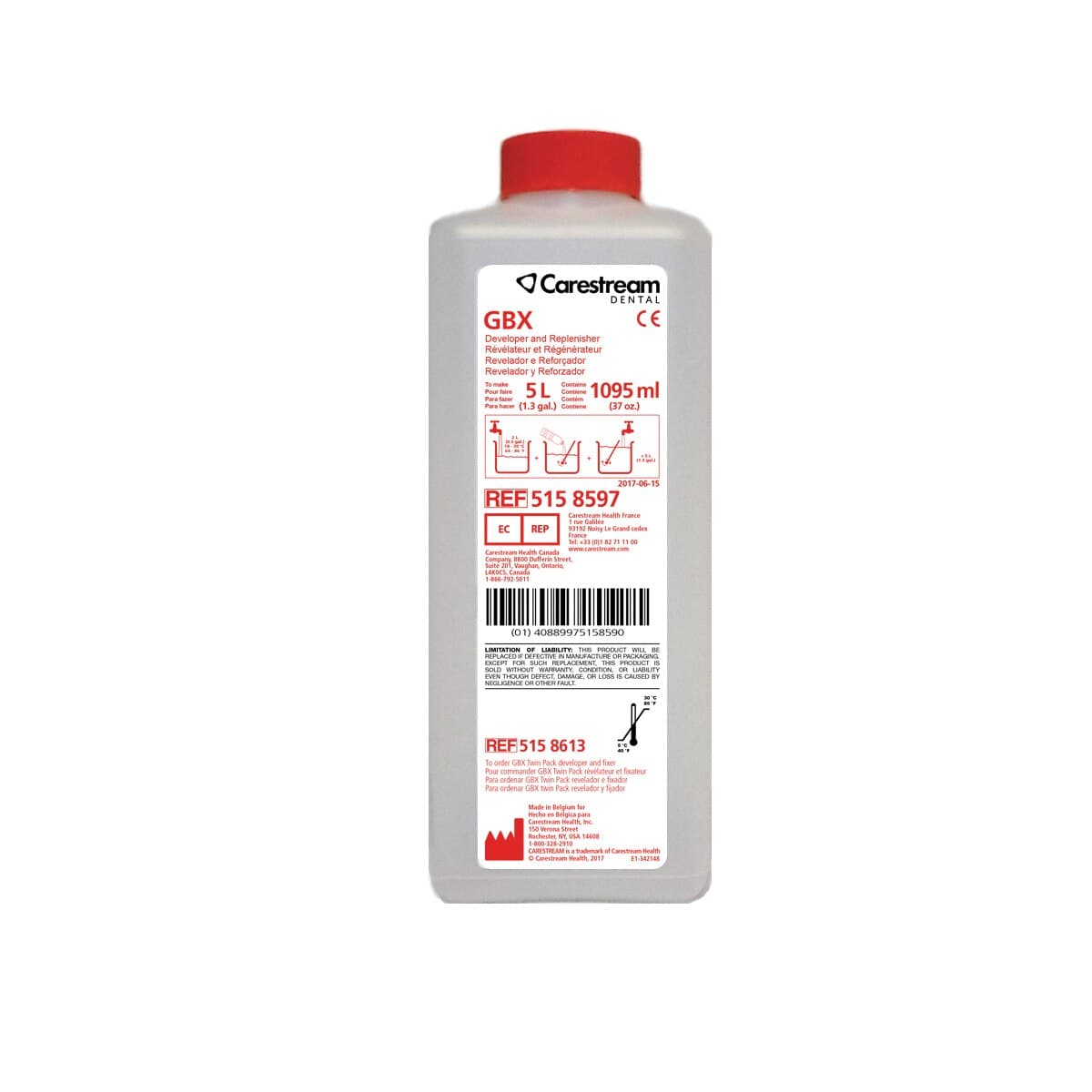 Carestream GBX Developer & Replenisher Concentrate, 37 oz (Makes 5 L), 5158597 thumbnail 3