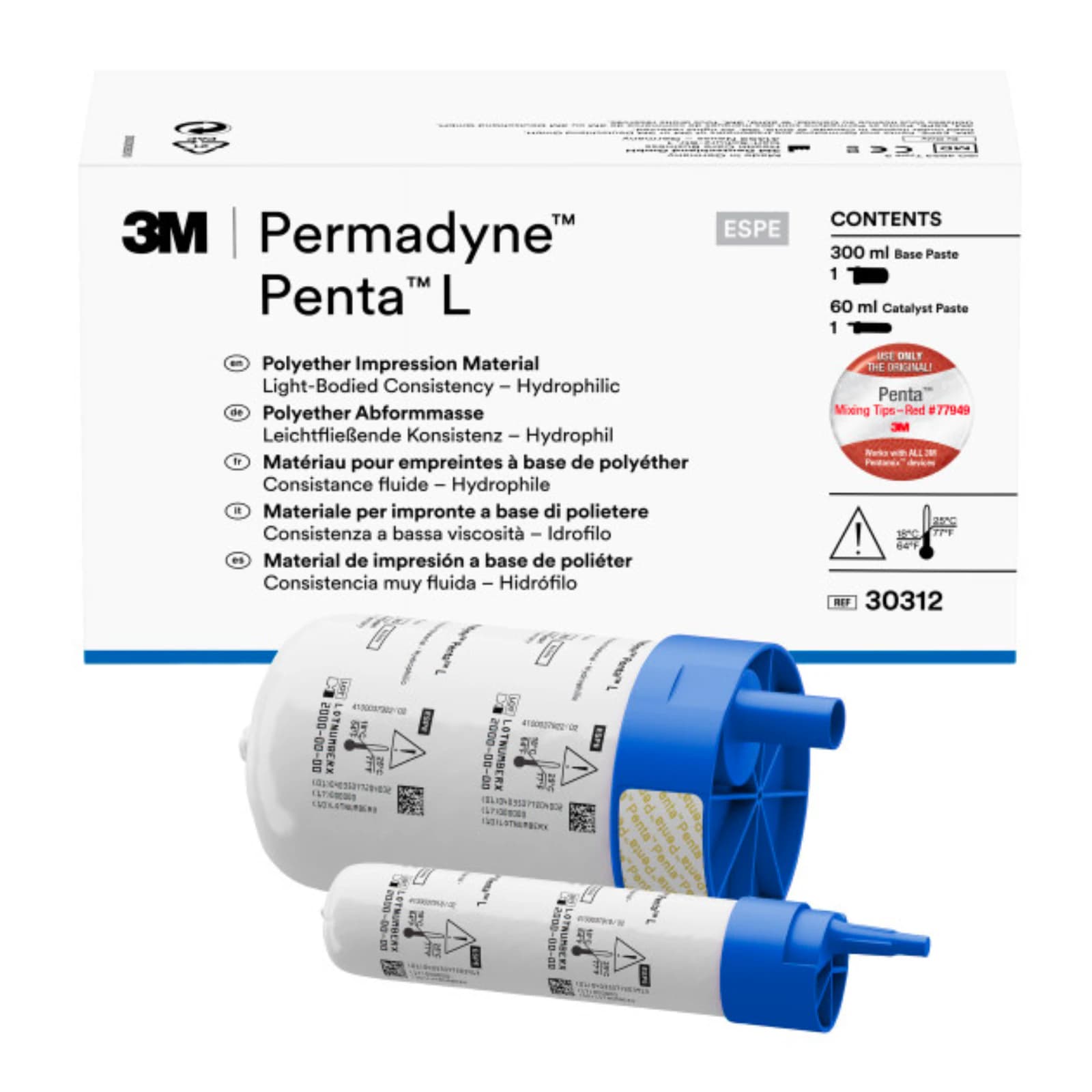 3M Permadyne Penta L Polyether Impression Material Refill, Light Body, Blue, 300 mL Base + 60 mL Catalyst, 30312 thumbnail 3