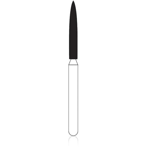 NTI Diamond Bur, Friction Grip (FG), Medium Grit, Beveled Cylinder, #878-014, 1.4 mm Diameter, 8.0 mm Length, Gray, 5/Pk thumbnail 2