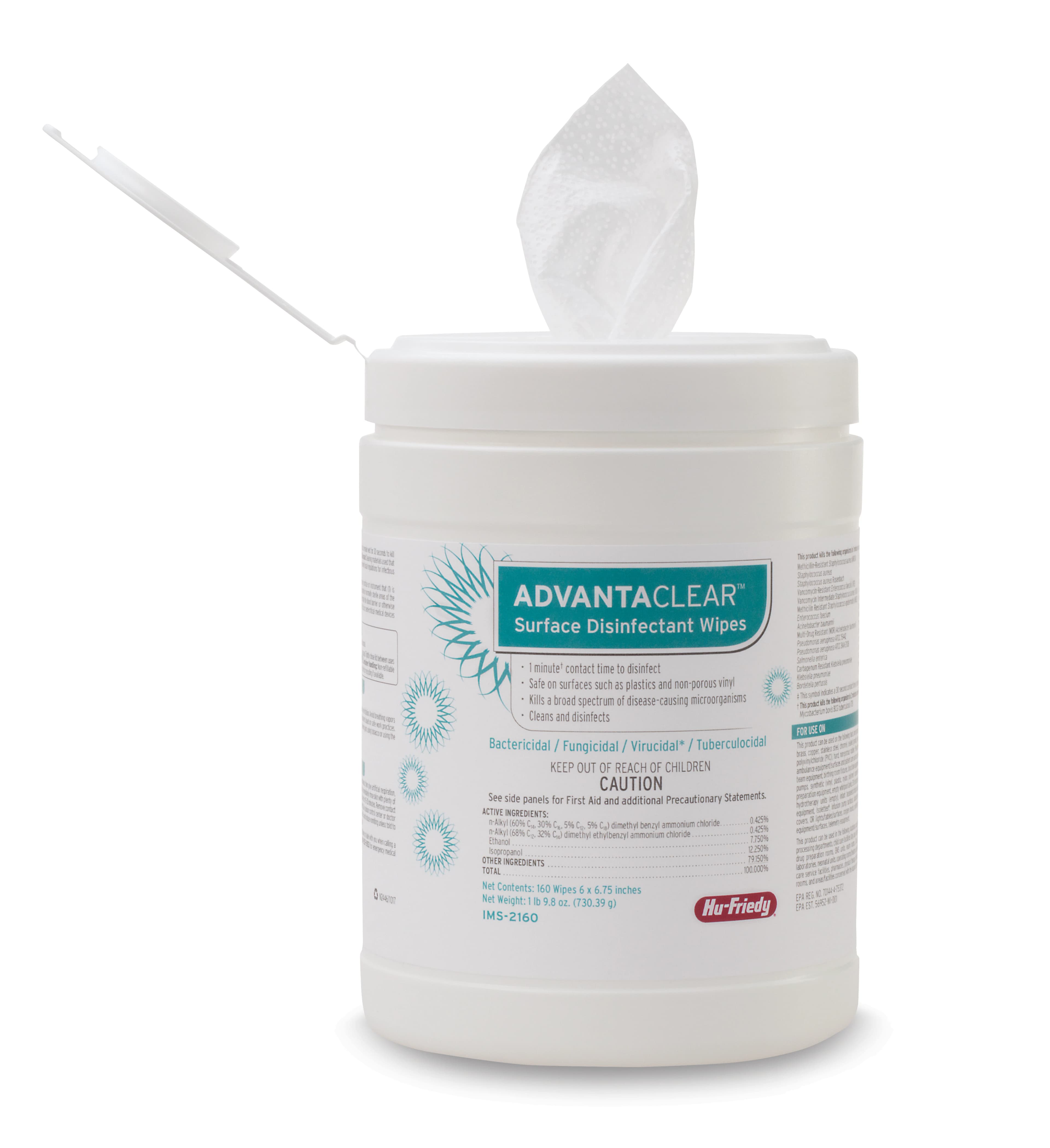 AdvantaClear Surface Disinfectant Wipes, 6" x 6.75", 160 Wipes/Canister, IMS-2160 thumbnail 7