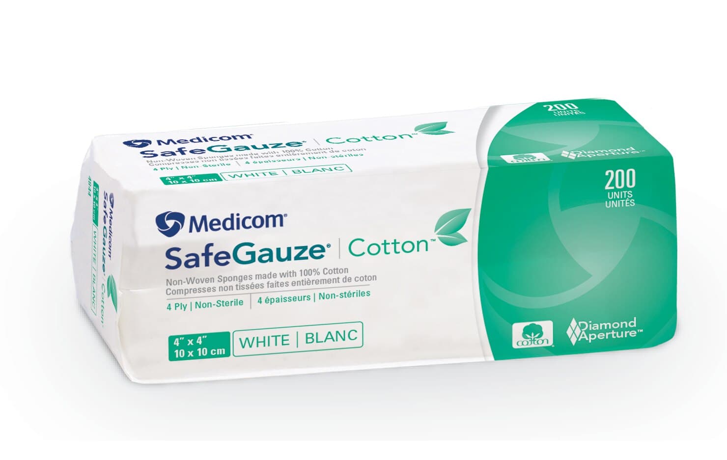 SafeGauze Cotton Non-Woven Sponges, Non-Sterile, 4-Ply, 4" x 4", 2000/Case, 4844 thumbnail 2