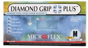 Microflex Diamond Grip Plus DGP-350 Powder-Free Latex Exam Gloves, Textured, Non-Sterile, Small, Natural, 100/Box, DGP-350-S thumbnail 9