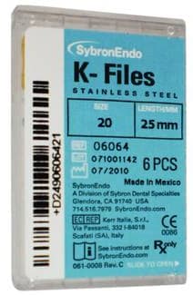 Kerr K-Files, Stainless Steel, 25 mm, #20, Yellow, 6/Pkg, 06064 thumbnail 12