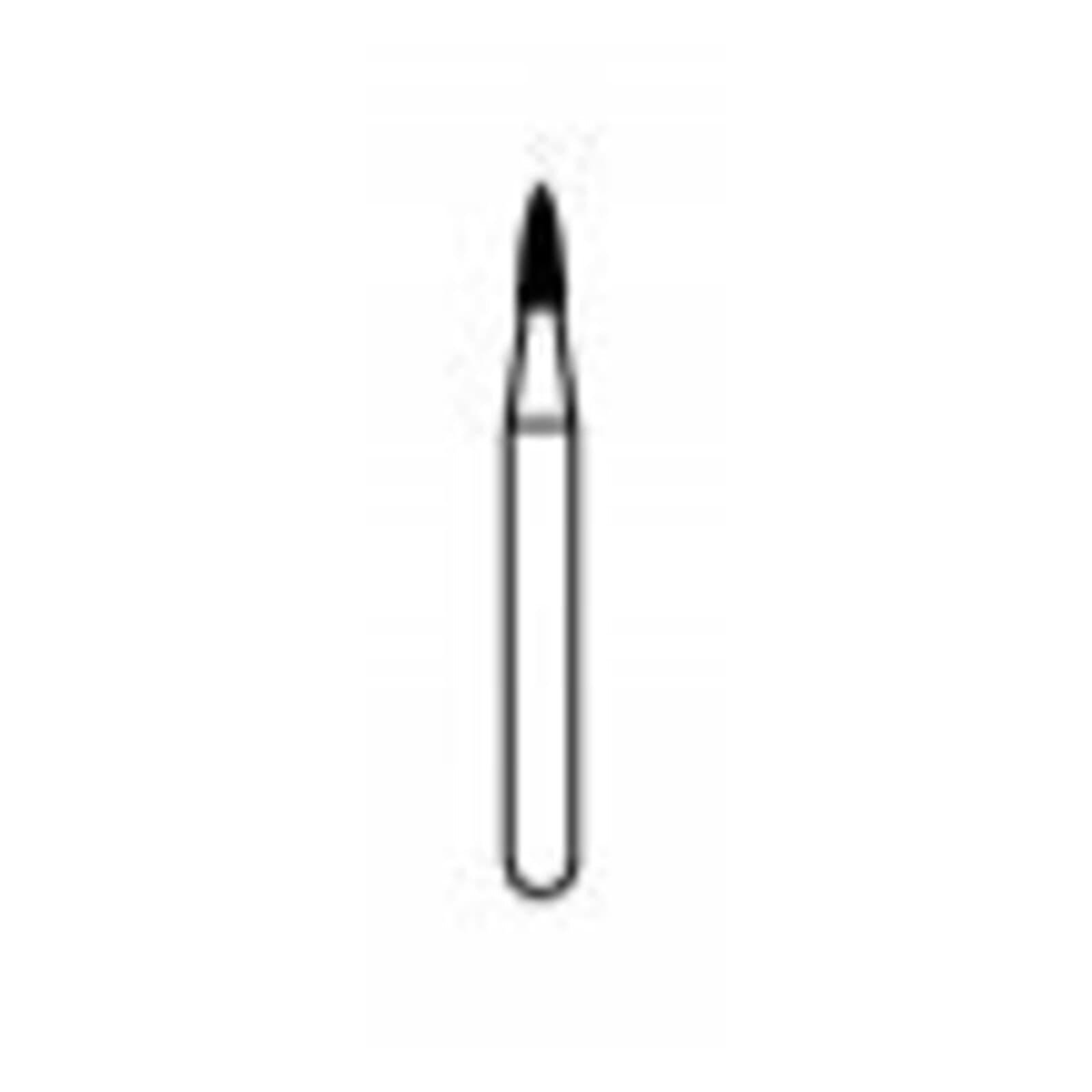 NTI Friction Grip Diamond Bur, Fine Grit, Flame Shaped, #883-010, 1.0 mm Diameter, 3.0 mm Length, 5/Pkg thumbnail 2