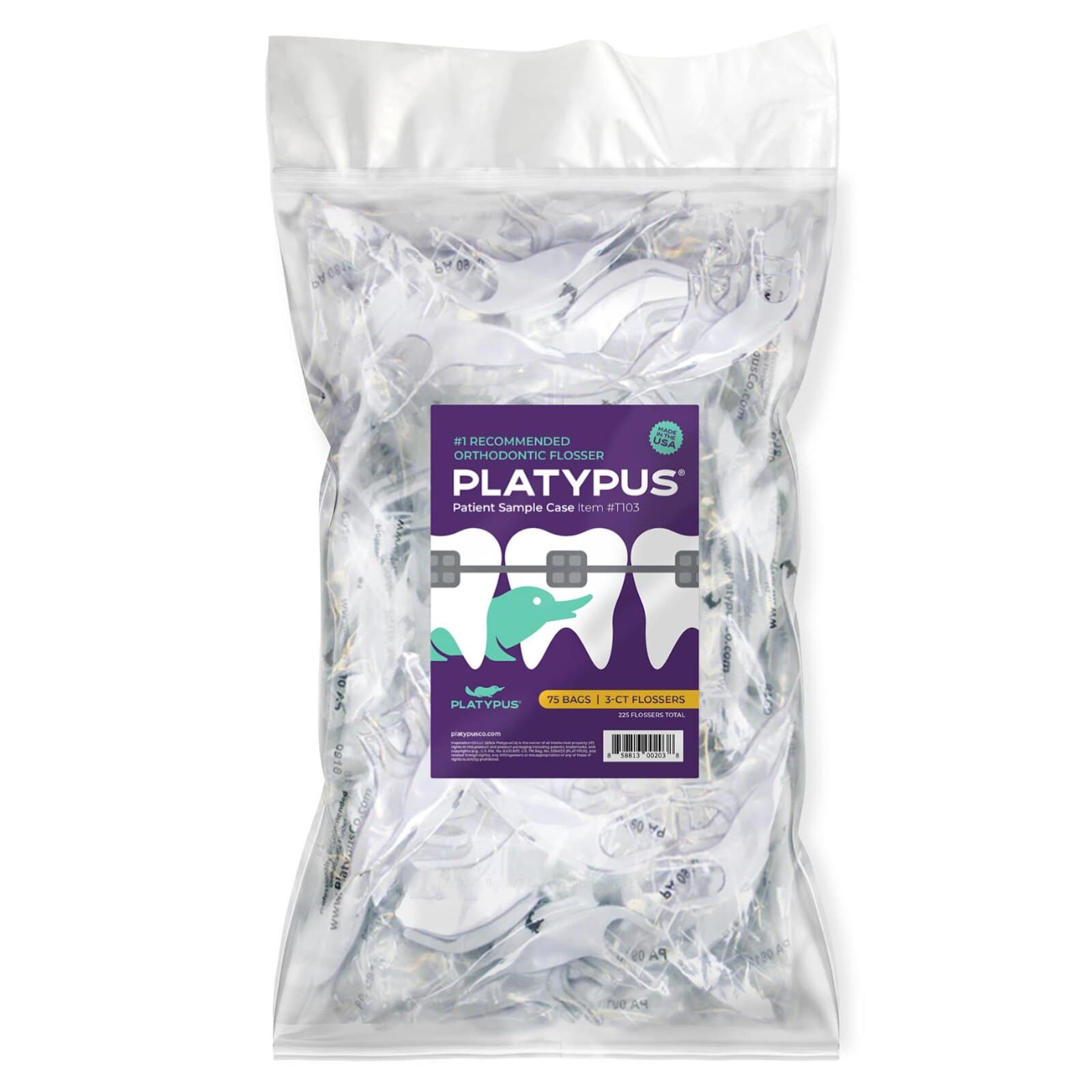 Platypus Orthodontic Flossers, Patient Sampler Pack, 75 Packs of 3 Flossers (225 Total), T103 thumbnail 5