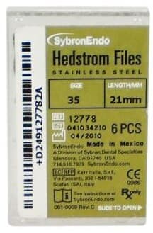 Kerr Sybron Endo Hedstrom Files, Stainless Steel, 21 mm, Size #35, Green, 6/Pk, 12778 thumbnail 8