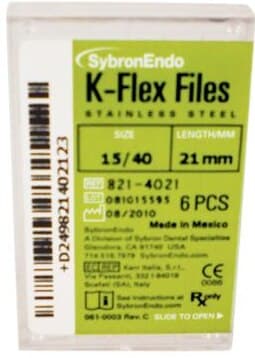 Kerr K-Flex Endodontic Files, Stainless Steel, 21mm, #15-40 Assorted, 6/Pack, 821-4021 thumbnail 8