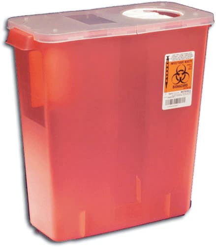 SharpStar Multi-Purpose Sharps Container with Hinged Rotor Lid, 3 Gallon, Transparent Red, 13.75"H x 6"D x 13.75"W, 8527R thumbnail 6