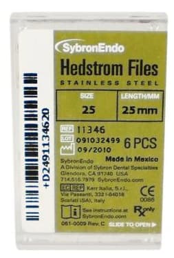 Sybron Endo Hedstrom Files, Stainless Steel, 25 mm, #25, Red, 6/Pk, 11346 thumbnail 12