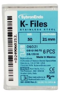 Kerr K-Files, Stainless Steel, 21 mm, #50, Yellow, 6/Pk, 06021 thumbnail 8