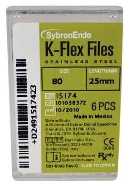 Kerr K-Flex Stainless Steel Hand Files, 25 mm, #80, Black, 6/Pk, 15174 thumbnail 4