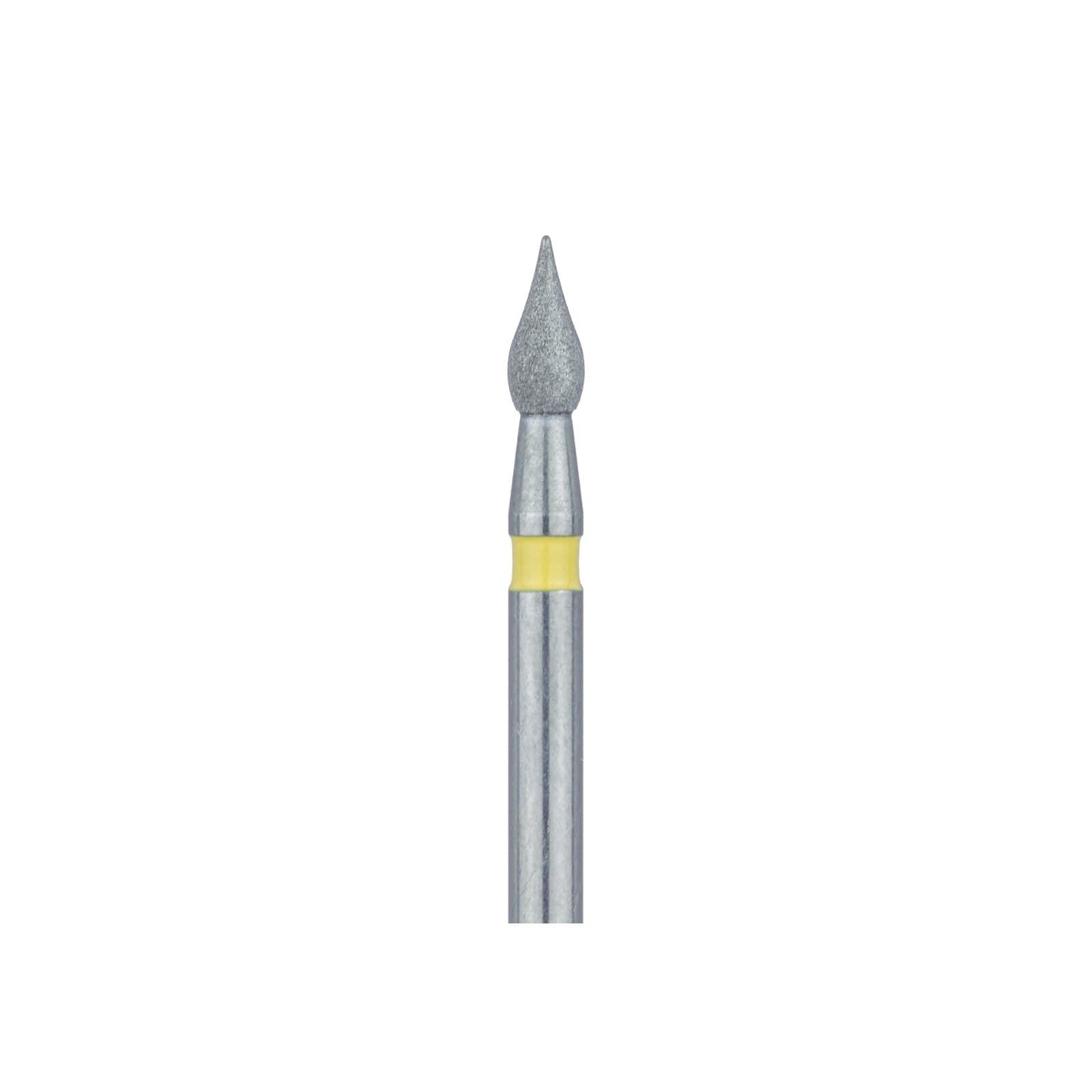 Meisinger 827C-018-FG Extra Fine (Yellow) Diamond Bur, Friction Grip, Onion/Flame Shape, 1.8 mm Head Diameter, 4.0 mm Head Length, 5/Pk thumbnail 2