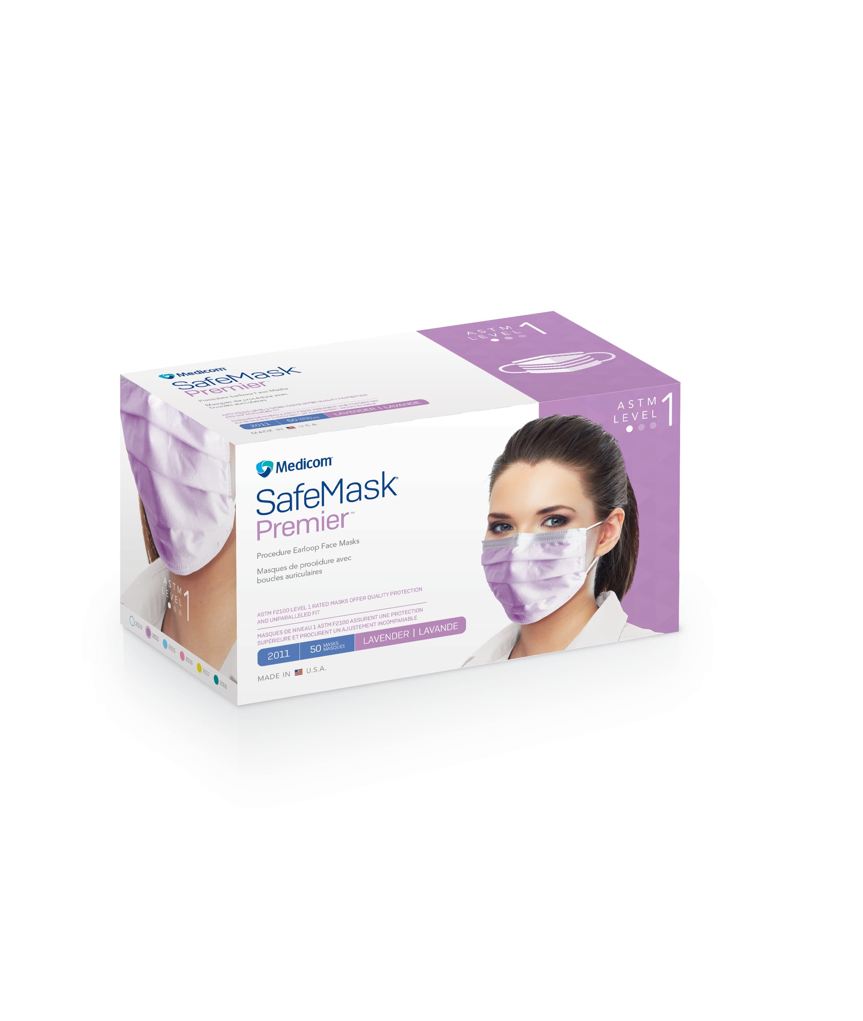 SafeMask® Premier™ Procedure Earloop Face Mask, ASTM Level 1, Lavender, 50/Box, 2011 thumbnail 12