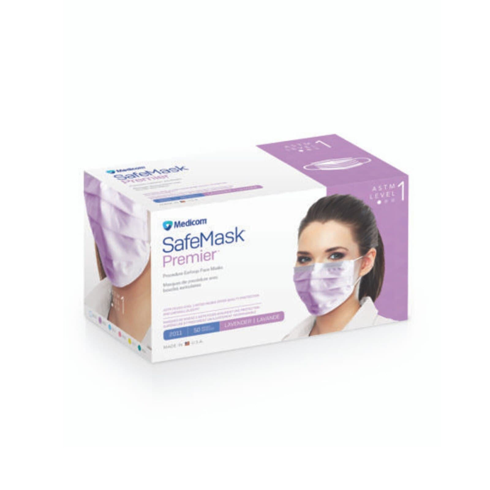 SafeMask® Premier™ Procedure Earloop Face Mask, ASTM Level 1, Lavender, 50/Box, 2011 thumbnail 13