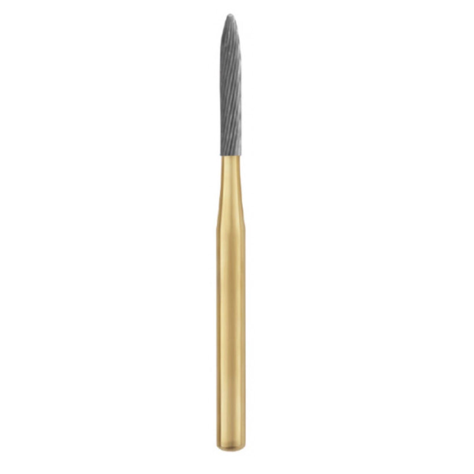 SS White Carbide Bur, 12-Blade Trimming & Finishing, FG #H48L.012, Long Flame, 1.2mm Head, 5/Pk thumbnail 2