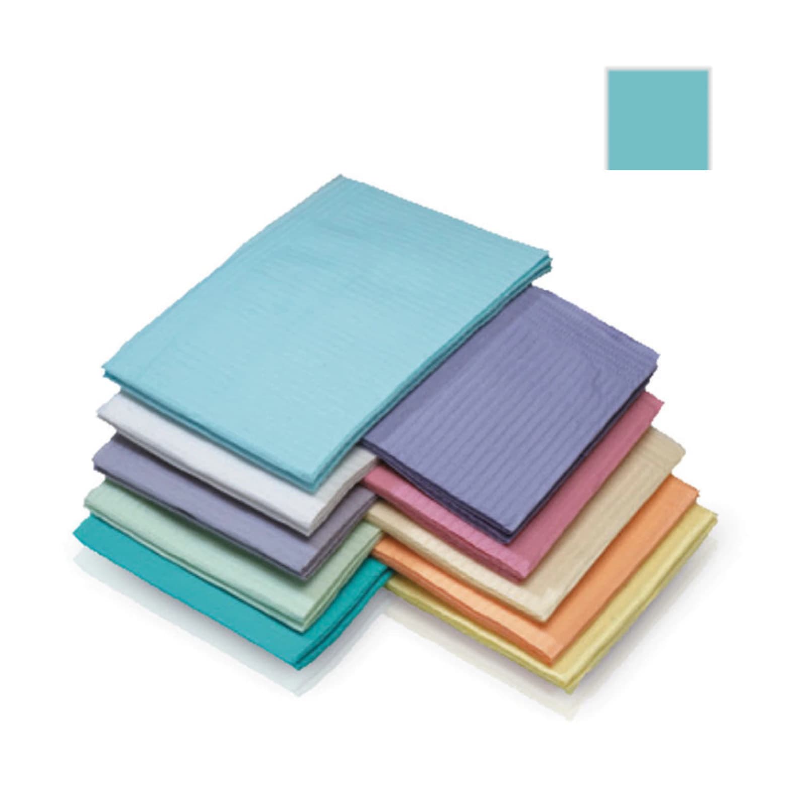 Medicom SafeBasics Dry-Back Plus Dental Bibs, 3-Ply Paper + 1-Ply Poly, 13" x 18", Aqua, 500/Case, 8389 thumbnail 2