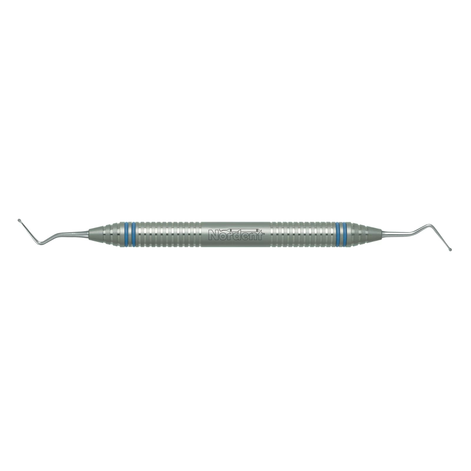 Nordent Excavator, Long Shank Spoon #11 (Size #17), Double End, 1.2 mm Head, DuraLite ColorRings Handle, Stainless Steel - Excavator DE Long Shank Spoon #11 DuraLite ColorRings Handle - Image 1