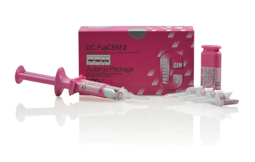 GC FujiCEM 2 Glass Ionomer Luting Cement, Slide & Lock Automix Starter Kit, 7.2 mL Cartridge, 20 Mixing Tips, Dispenser, 441001 thumbnail 14