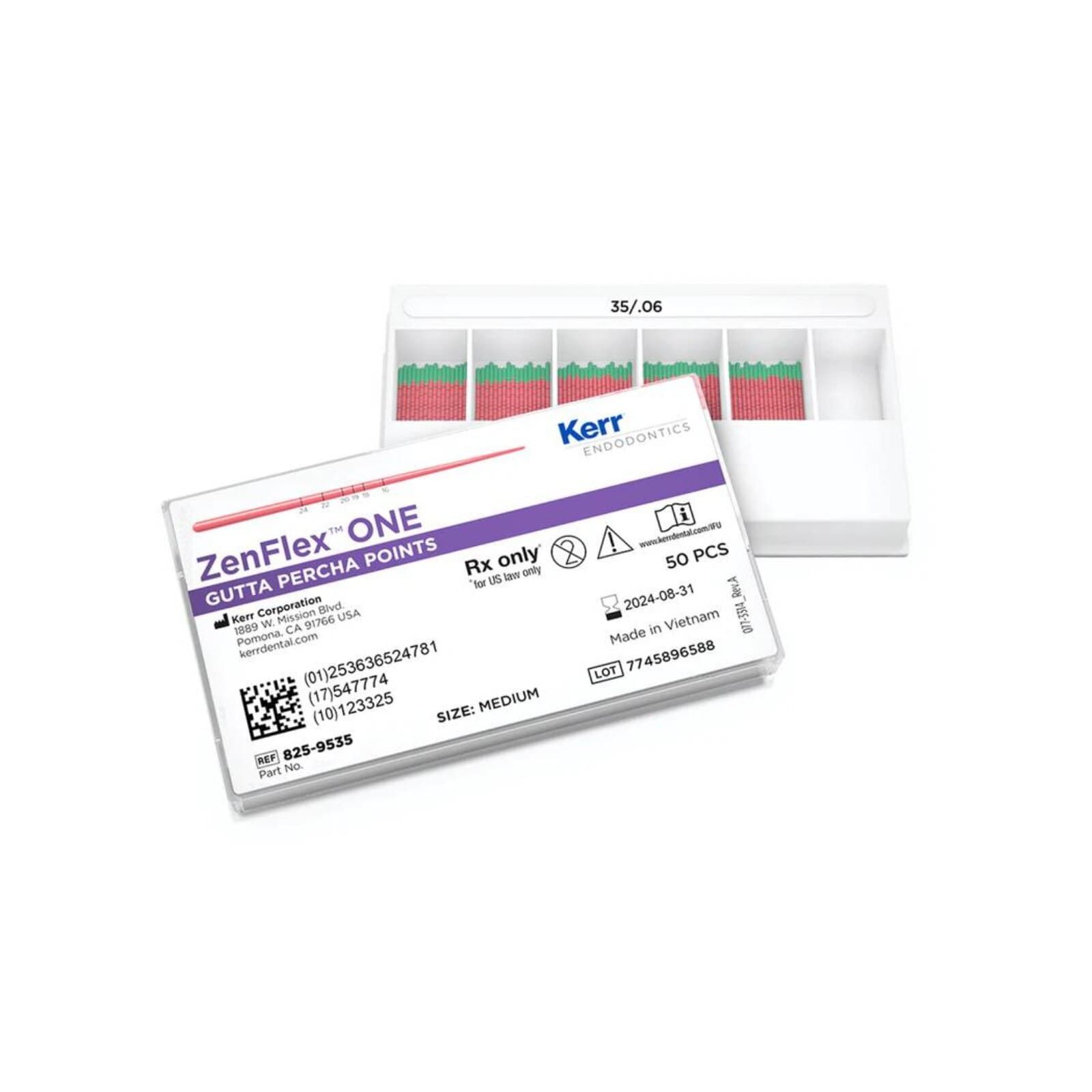 Kerr ZenFlex ONE Gutta Percha Points, Primary 25/.06, Red, 50/Pk, 825-9525 thumbnail 3
