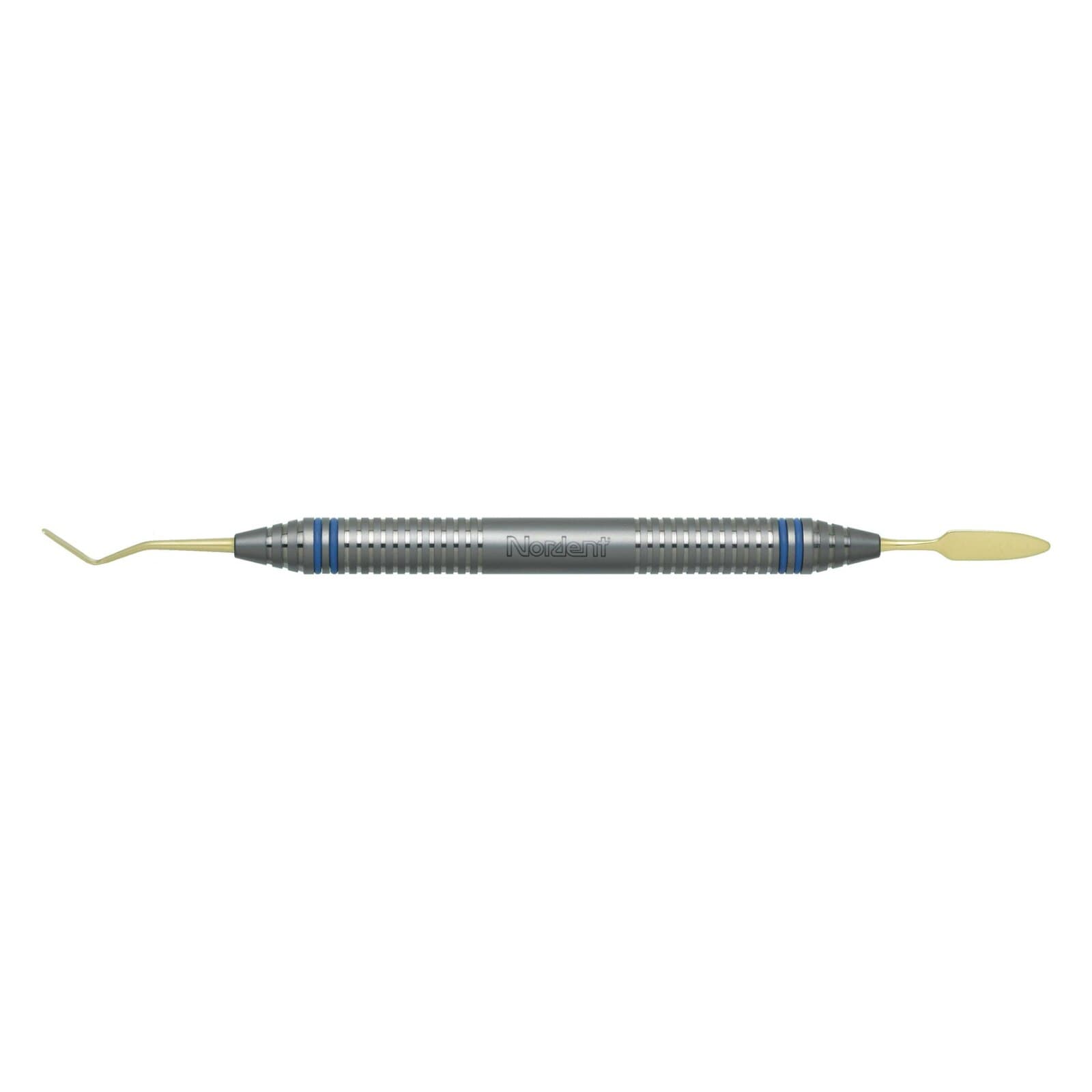 Nordent Composite Placement Instrument, Double-Ended, Spatula/Paddle #9, Titanium Nitride Coated, DuraLite ColorRings Handle, Stainless Steel thumbnail 2
