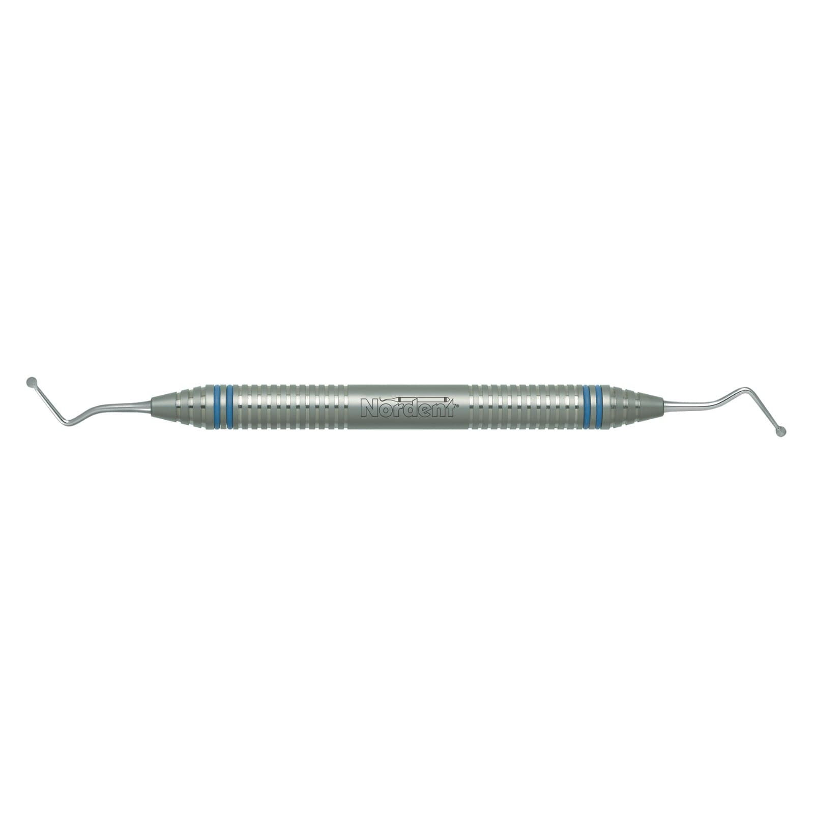 Nordent #14 (20) Long Shank Spoon Excavator, Double End, 2.4 mm Head, 10 mm Shank, 53° Angle, DuraLite® ColorRings™ Handle, Stainless Steel - Excavator – # 14 (20), Long Spoon, 2.4 mm Head Diameter, 10 mm Shank, 53° Angle, DuraLite® ColorRings™ Handle, Stainless Steel, Double End - Excavator – # 14 (20), Long Spoon, 2.4 mm Head Diameter, 10 mm Shank, 53° Angle, DuraLite® ColorRings™ Handle, Stainless Steel, Double End - Image 1