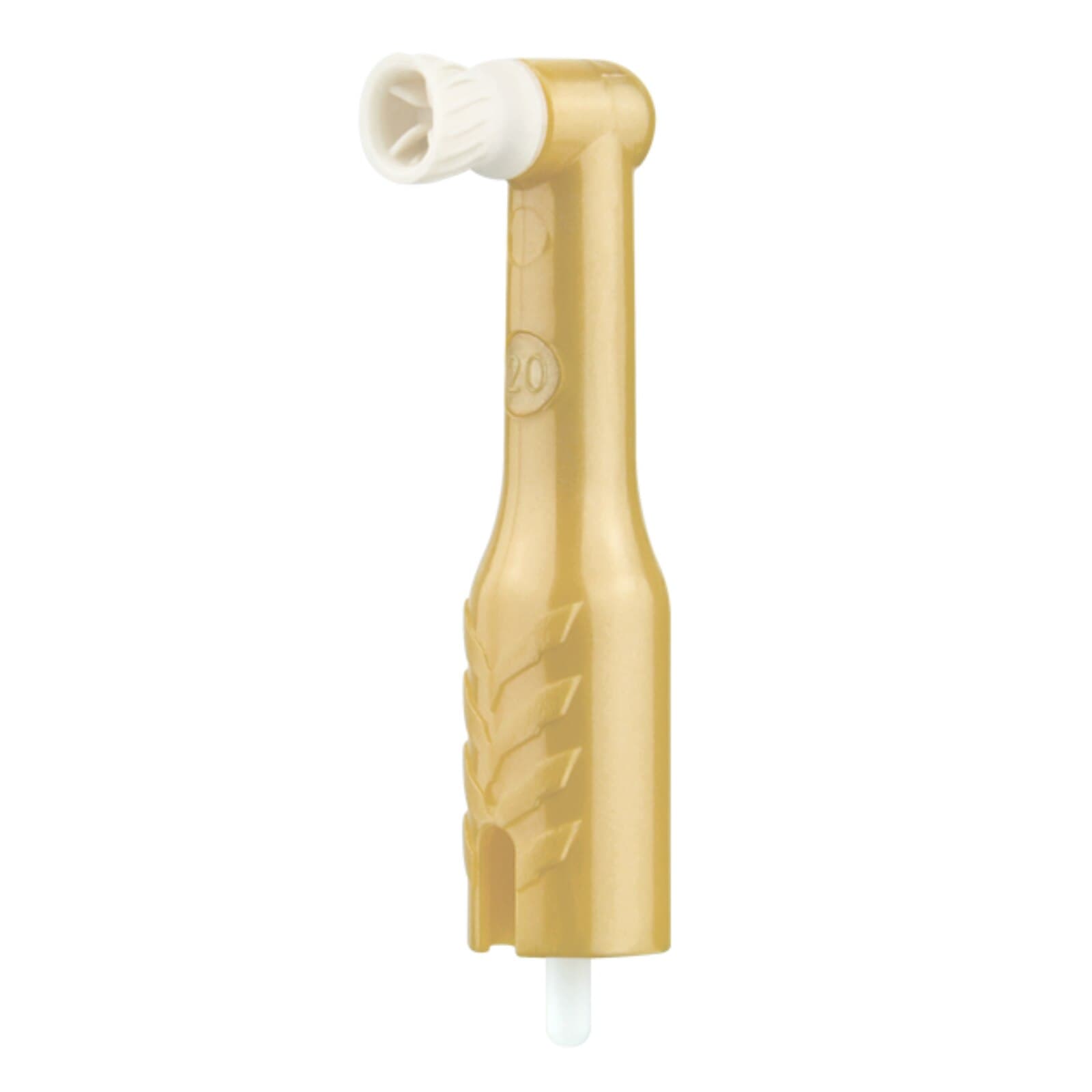 Pac-Dent Mini 90 Sterile Disposable Prophy Angle, 90 Degree, White Firm Webbed Cup, Champagne, 500/Box, S164-90-500 thumbnail 3