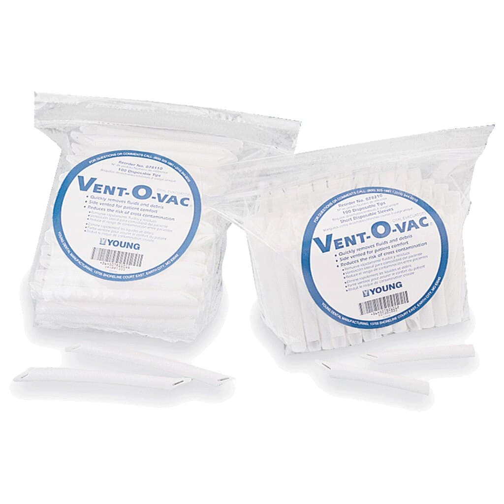 Vent-O-Vac Disposable High Volume Evacuation Tips, One End Vented, Short 3.75", White, 100/Pk, 078210 thumbnail 9