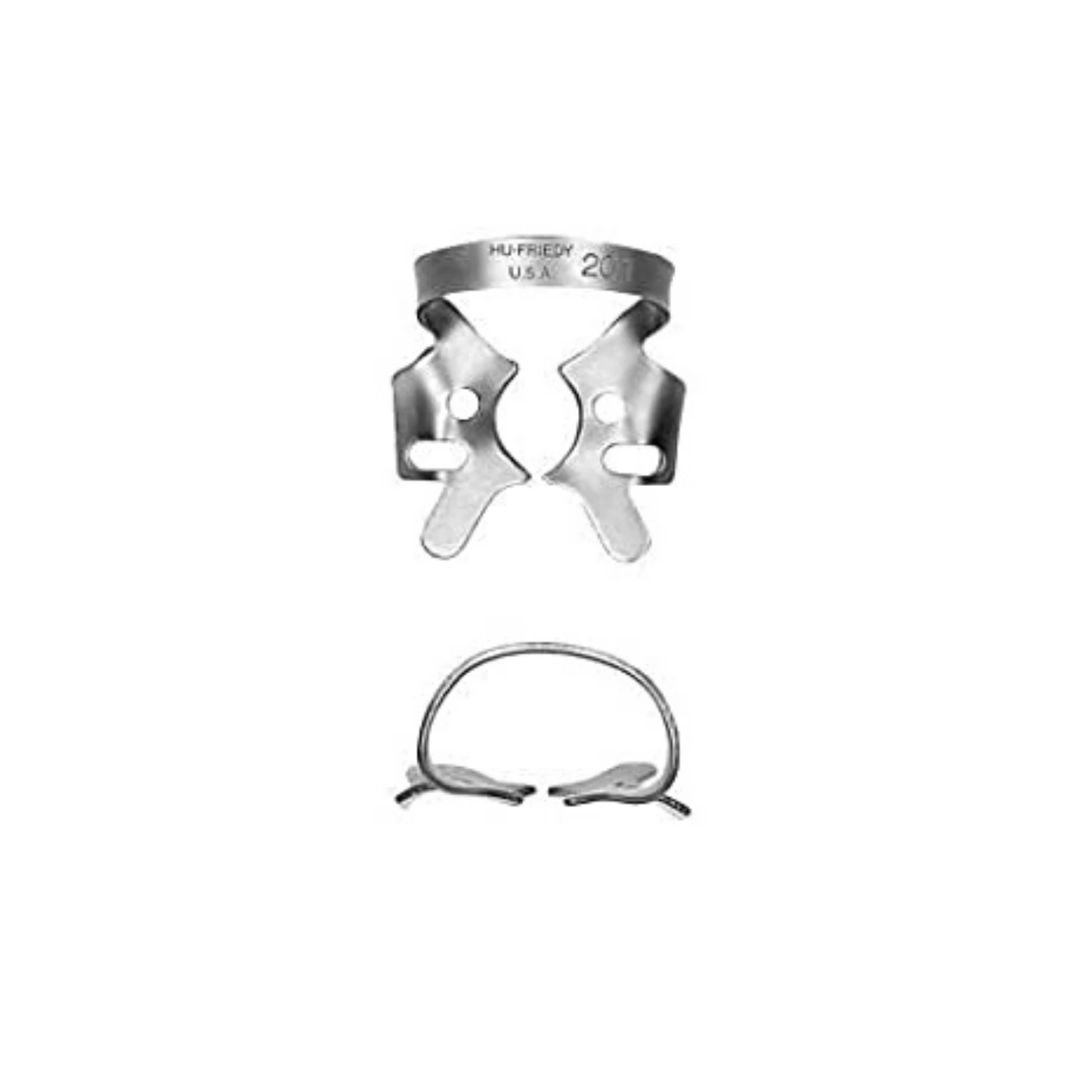 Hu-Friedy Satin Steel Rubber Dam Clamp, Winged, #201, Upper Molars, RDCM201 thumbnail 3