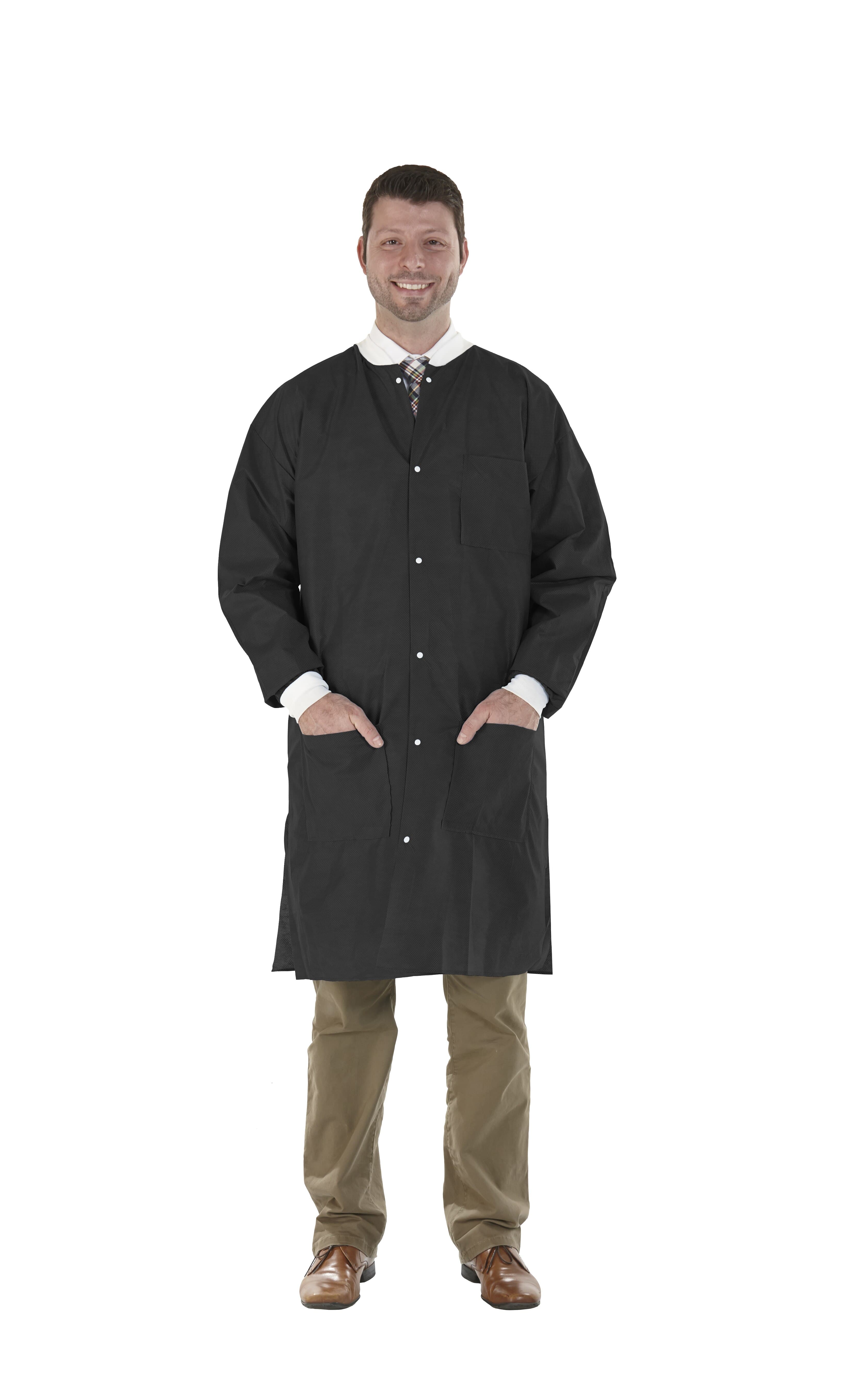 SafeWear High Performance Lab Coat, Jet Black, X-Large, Latex-Free, Fluid Resistant, AAMI Level 2, 12/Pack, 8119-D thumbnail 9