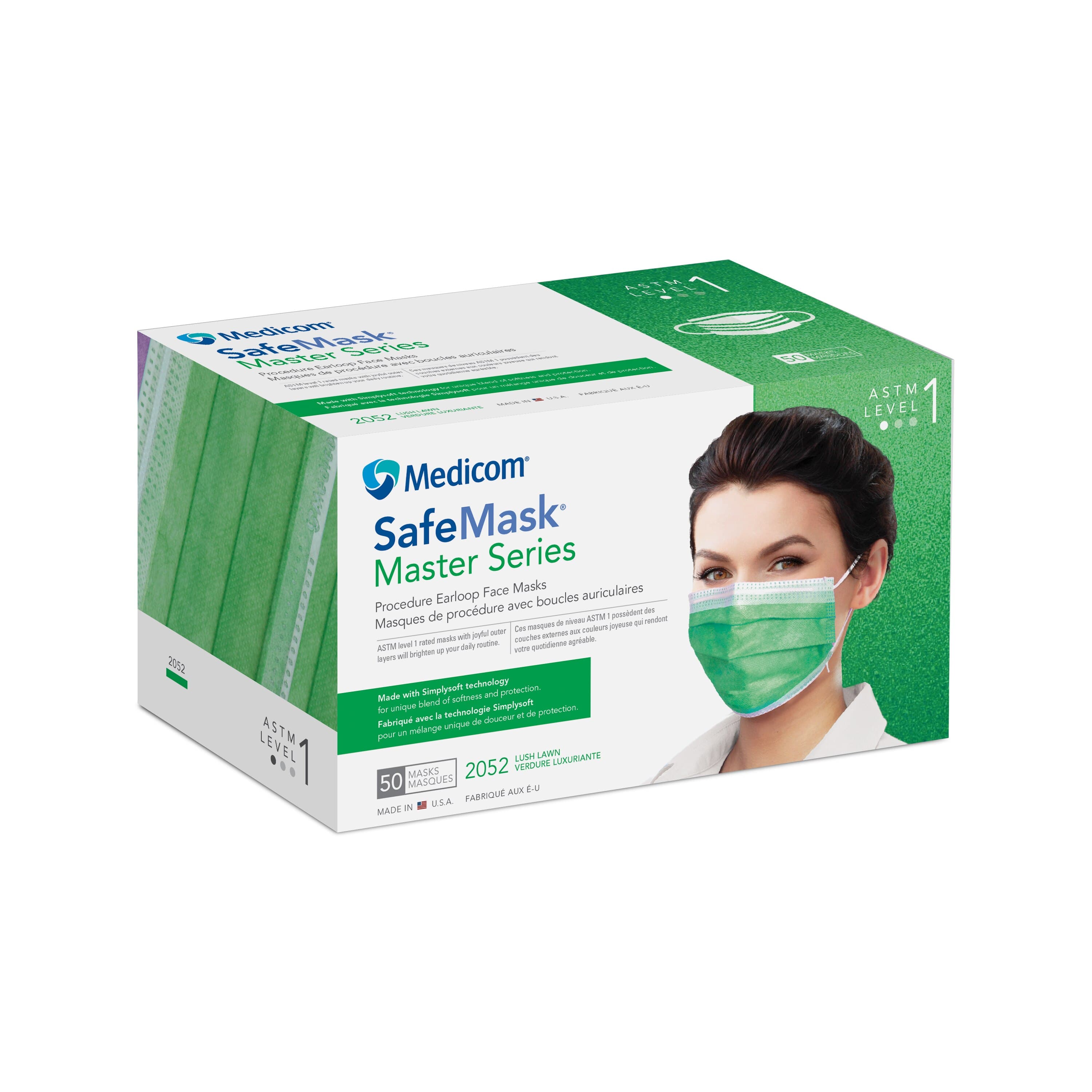 SafeMask Master Series Procedure Earloop Mask, ASTM Level 1, Lush Lawn (Vibrant Green), 50/Box, 2052 thumbnail 11