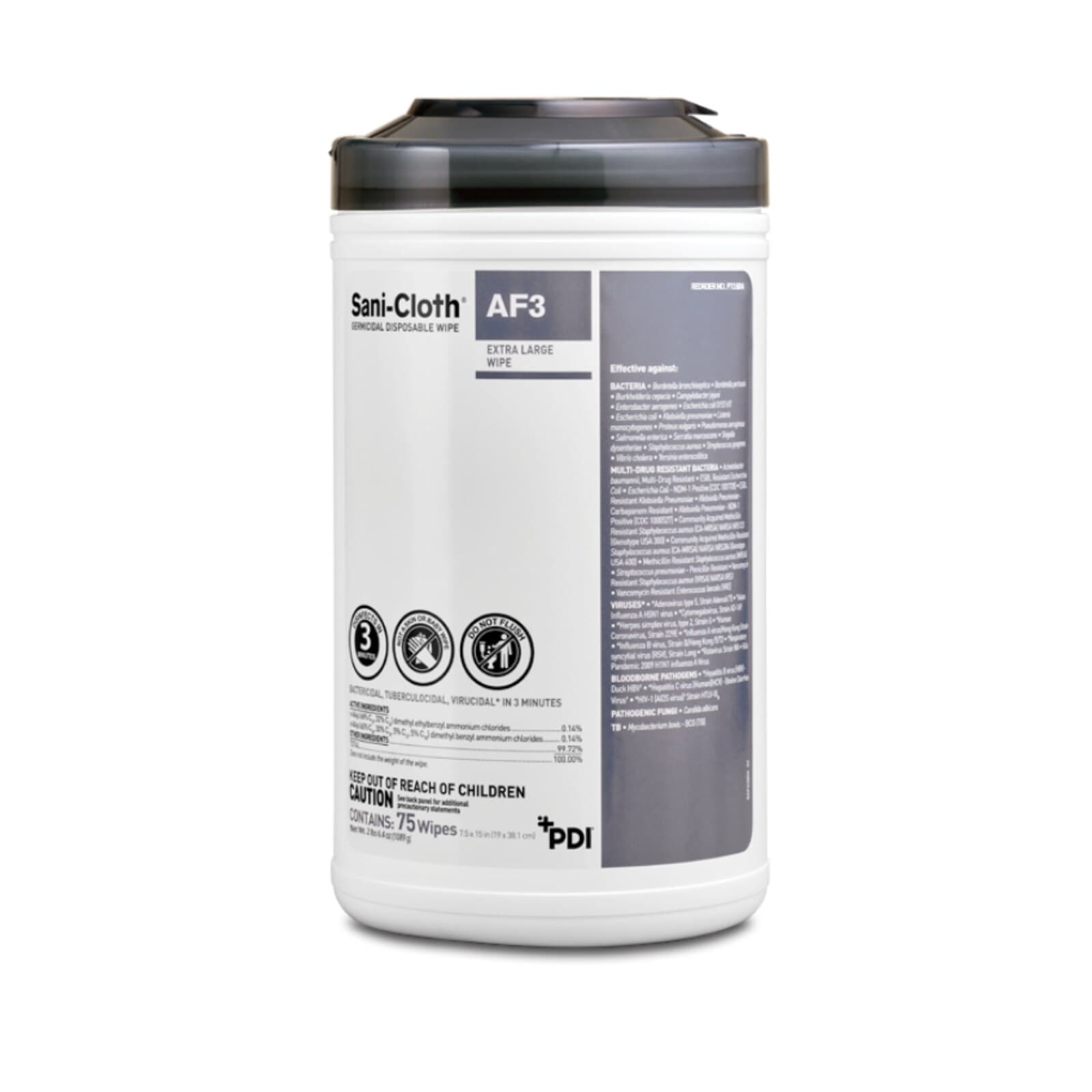 Sani-Cloth AF3 Germicidal Disposable Wipes, X-Large, 7.5" x 15", Alcohol-Free, 75/Can, P72584 thumbnail 10