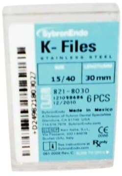 Kerr K-Files, Stainless Steel, 30 mm, #15-40 Assorted, 6/Pk, 821-8030 thumbnail 8