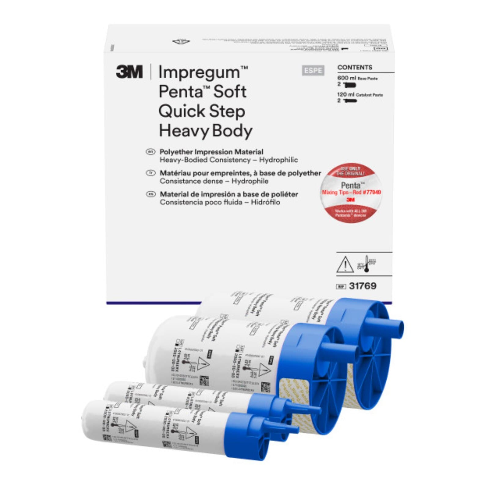 3M Impregum Penta Soft Quick Step Heavy Body Polyether Impression Material Refill, Dark Purple, Mint, 2 x 300 mL Base + 2 x 60 mL Catalyst, 31769 thumbnail 3