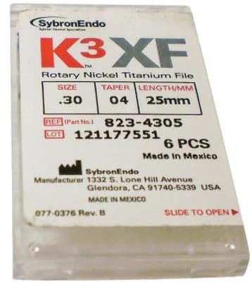 K3XF NiTi Rotary Files, 25 mm, .04 Taper, #30, Blue, 6/Pk, 823-4305 thumbnail 10