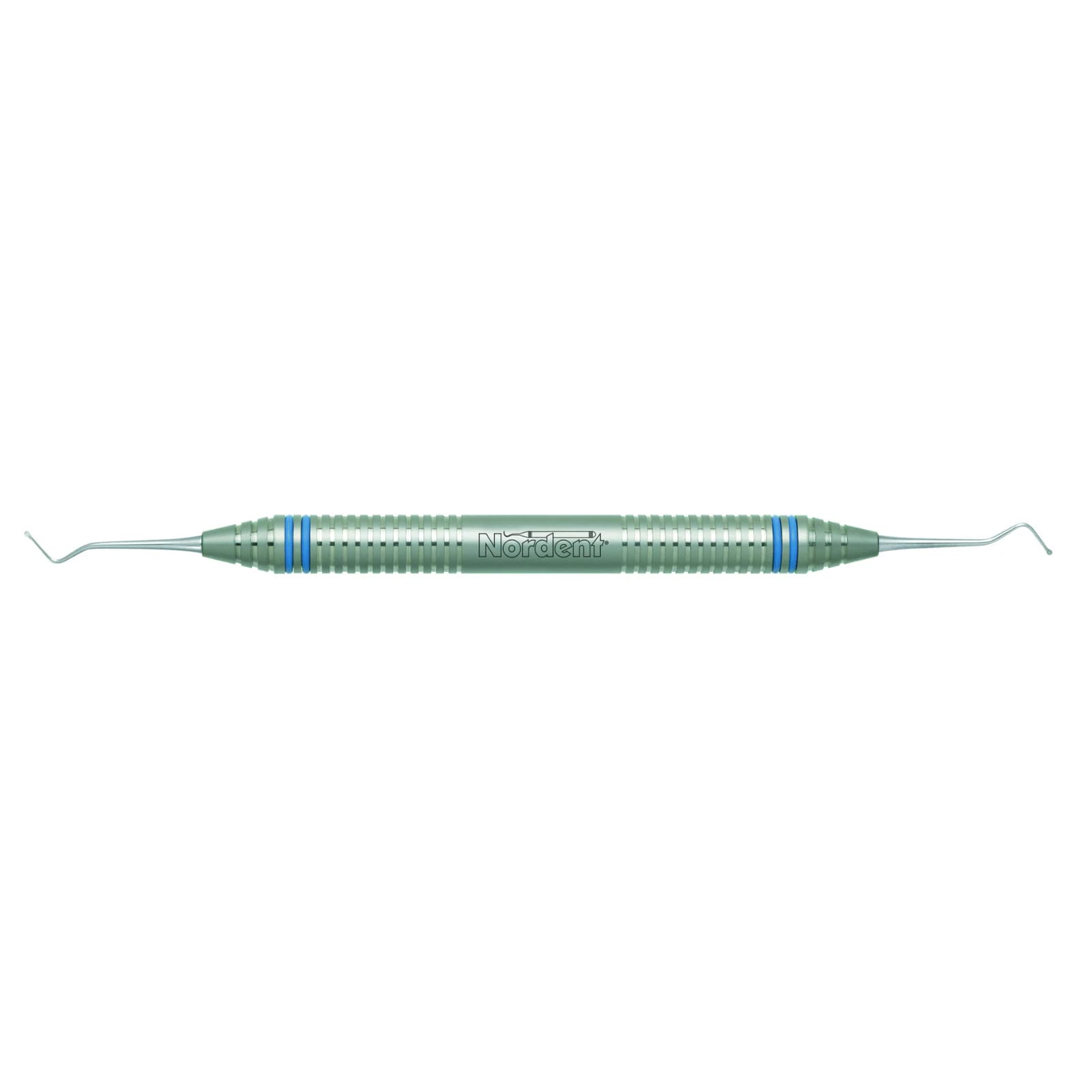 Nordent Excavator DE Spoon #1S (38/39), 1.0 mm Head, DuraLite ColorRings Handle, Stainless Steel, Double End - Excavator DE Spoon #1 DuraLite ColorRings Handle - Image 1